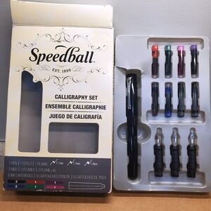 Speedball Calligraphy Set Unisex OS Multi Good 3 Nibs 8 Ink Cartridges 2903